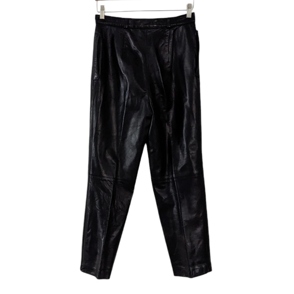 Alfred Sung real leather pants with pockets black size 8 A8